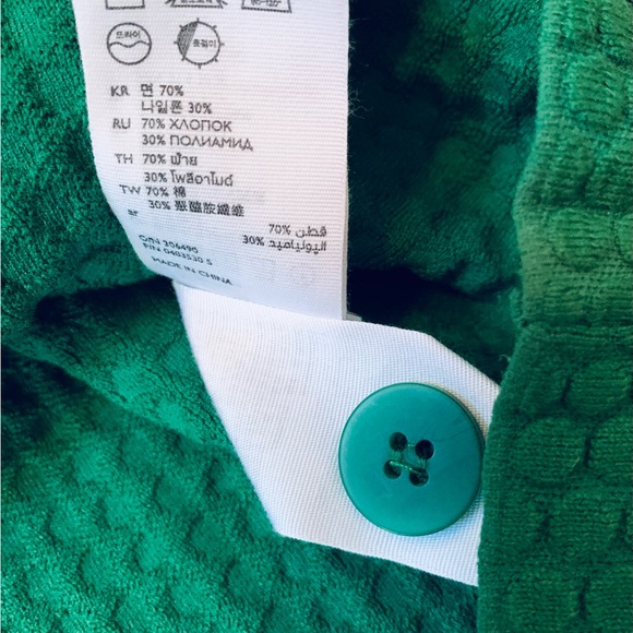 COS Size S Long Cardigan Green 3/4 Sleeves, Cotton Blend Machine Wash Excellent - Picture 4 of 10